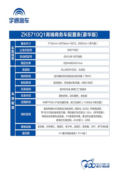 宇通t7客车19座参数图片