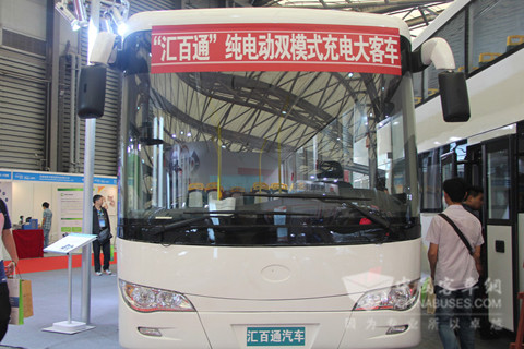 汇百通HBT6116S-BEV型12米纯电动双模式充电大客车